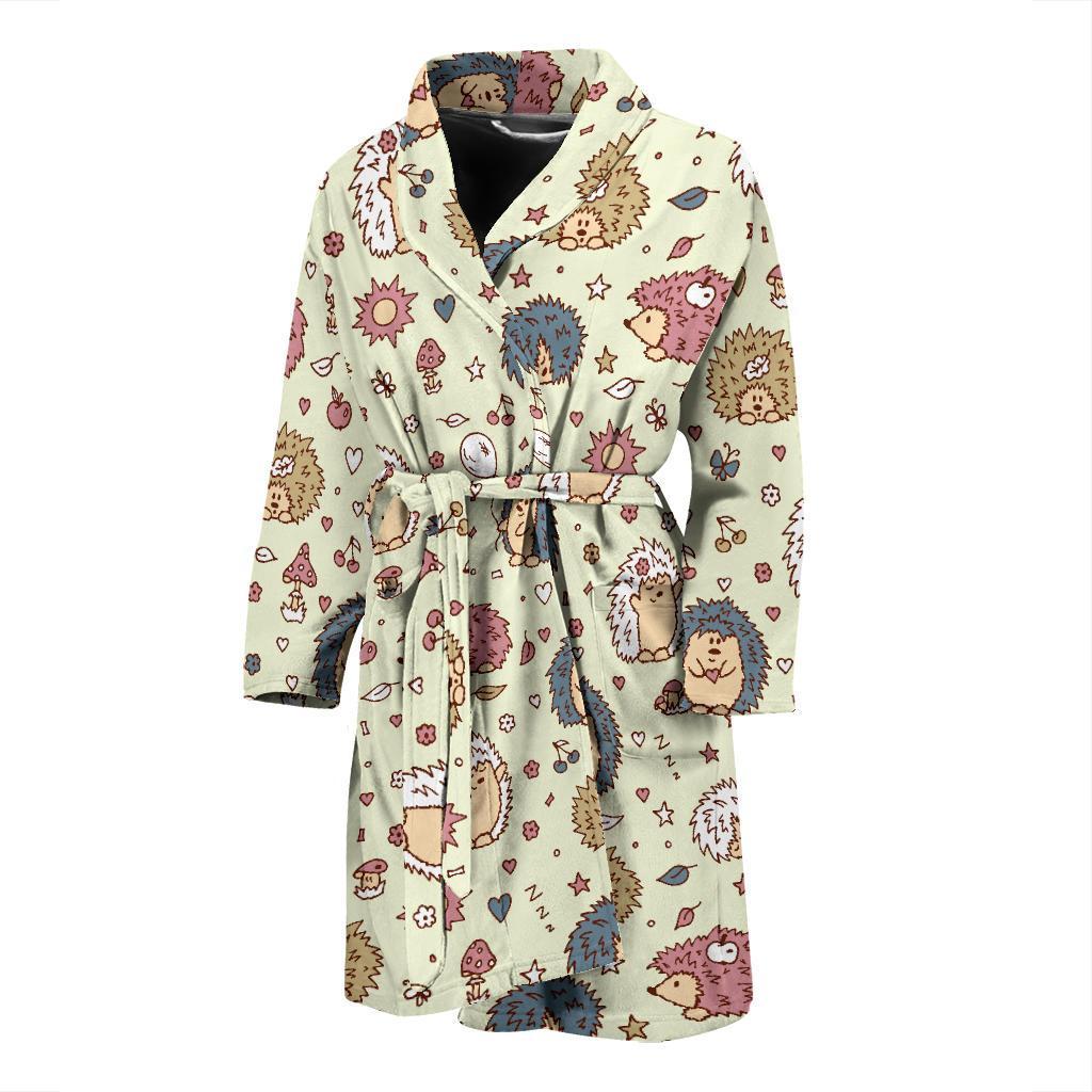 Hedgehog Cute Pattern Print Design 01 Men Bathrobe-JORJUNE.COM