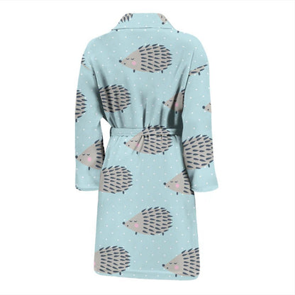 Hedgehog Pattern Print Design 02 Men Bathrobe-JORJUNE.COM