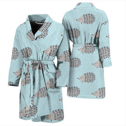 Hedgehog Pattern Print Design 02 Men Bathrobe-JORJUNE.COM