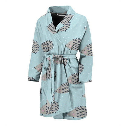 Hedgehog Pattern Print Design 02 Men Bathrobe-JORJUNE.COM