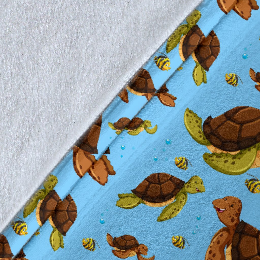Hello Sea Turtle Print Pattern Fleece Blanket