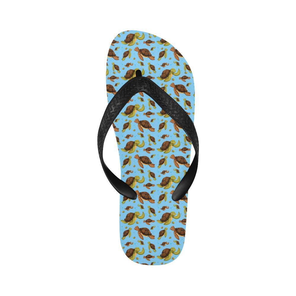 Hello Sea Turtle Print Pattern Flip Flops-JTAMIGO.COM
