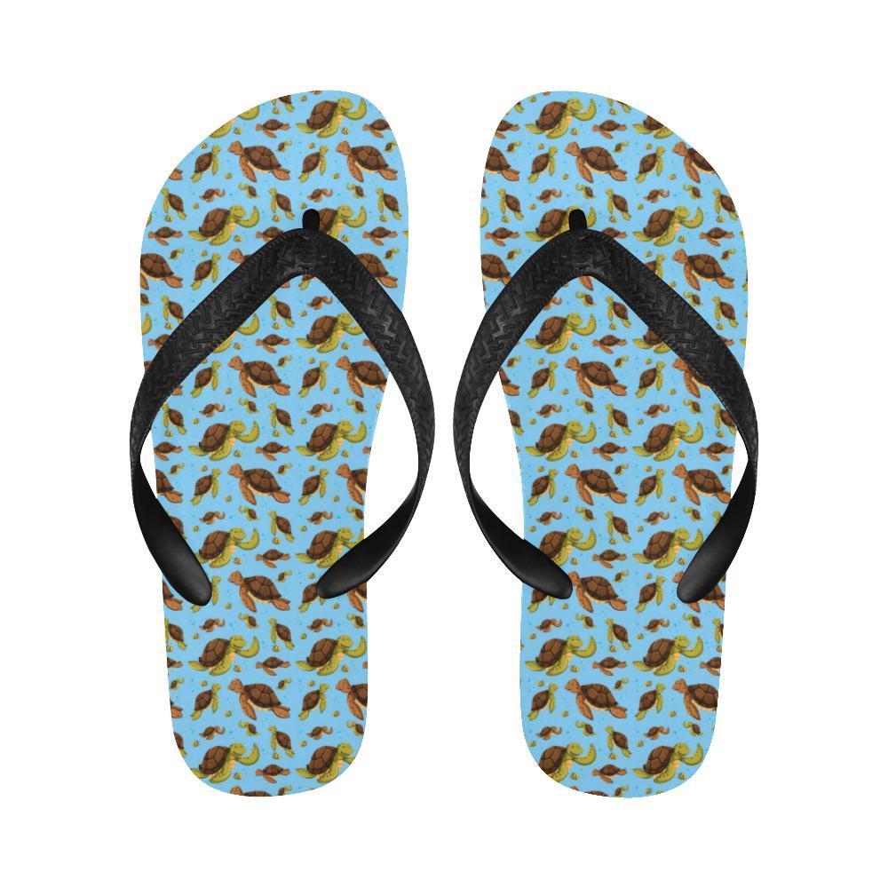 Hello Sea Turtle Print Pattern Flip Flops-JTAMIGO.COM