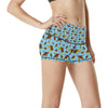 Hello Sea Turtle Print Pattern High Waisted Spandex Shorts-JTAMIGO.COM