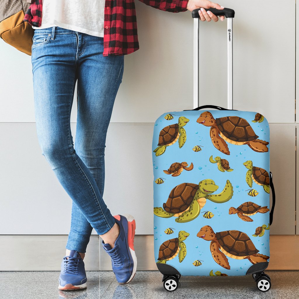 Hello Sea Turtle Print Pattern Luggage Cover Protector