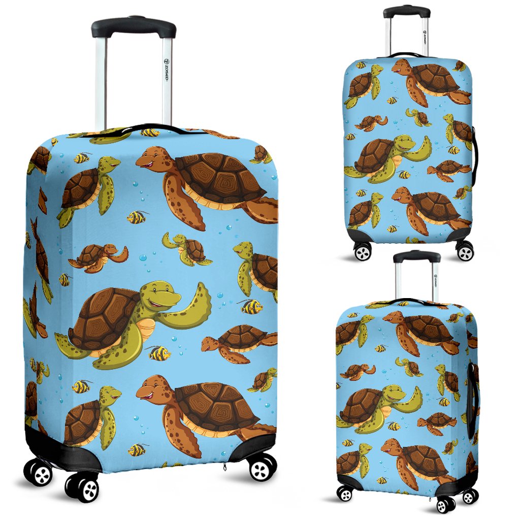 Hello Sea Turtle Print Pattern Luggage Cover Protector