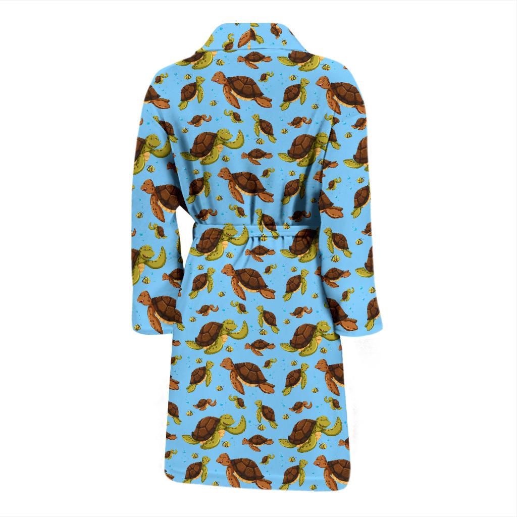 Hello Sea Turtle Print Pattern Men Bath Robe-JTAMIGO.COM