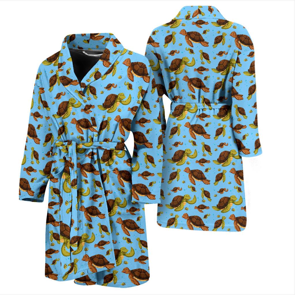 Hello Sea Turtle Print Pattern Men Bath Robe-JTAMIGO.COM