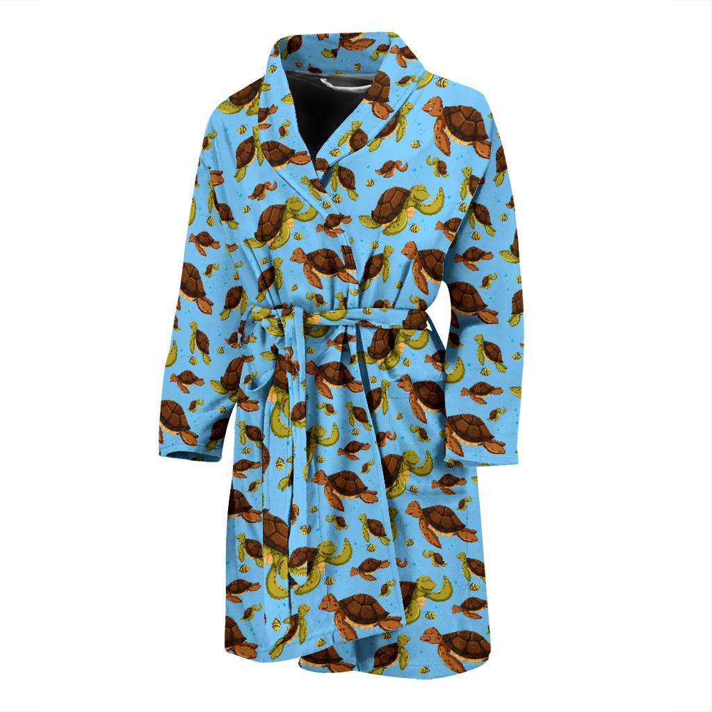 Hello Sea Turtle Print Pattern Men Bath Robe-JTAMIGO.COM