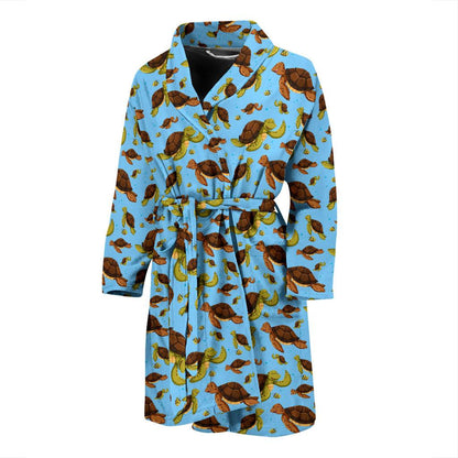 Hello Sea Turtle Print Pattern Men Bath Robe-JTAMIGO.COM