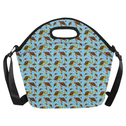 Hello Sea Turtle Print Pattern Neoprene Lunch Bag (Model 1669)(Large)-JTAMIGO.COM