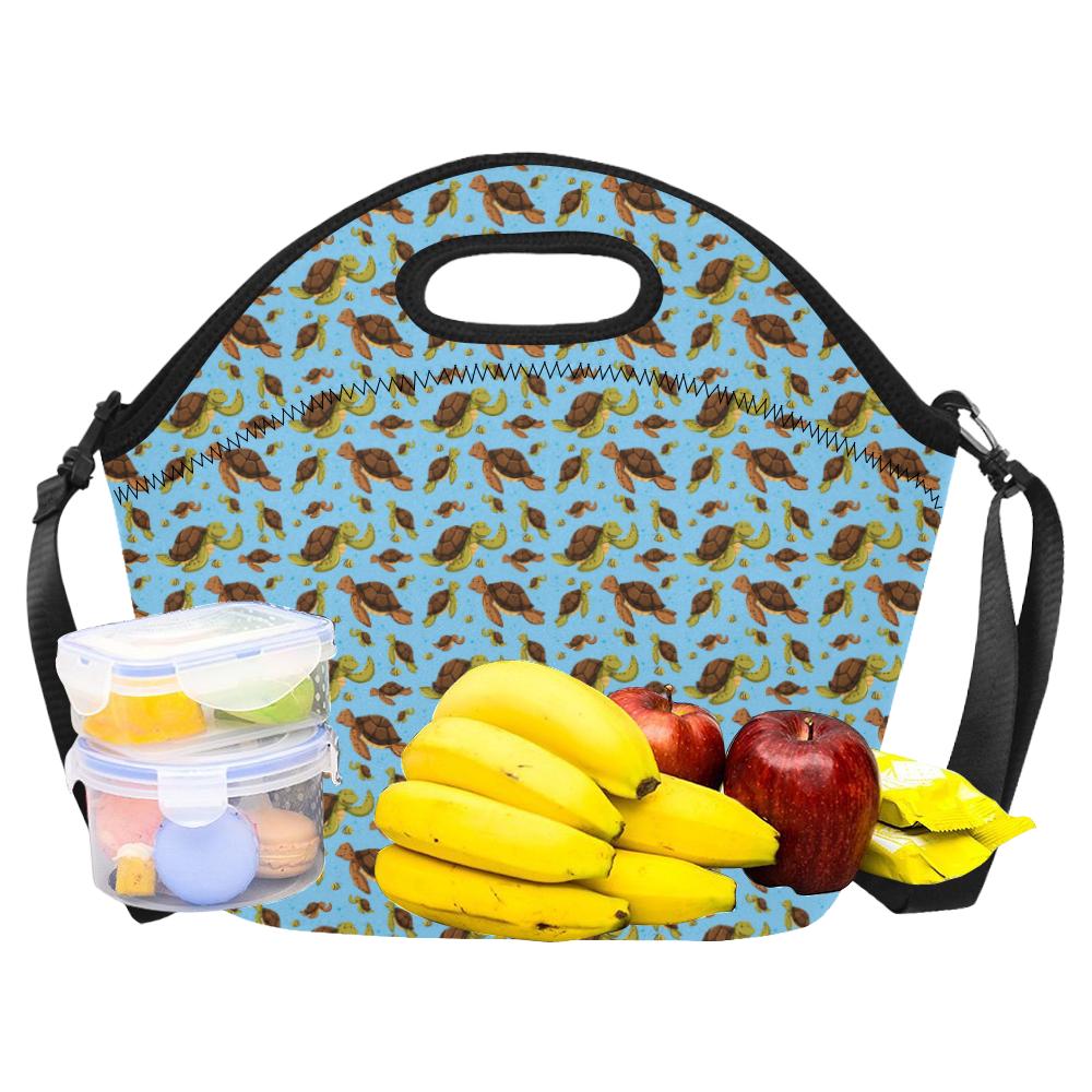 Hello Sea Turtle Print Pattern Neoprene Lunch Bag (Model 1669)(Large)-JTAMIGO.COM