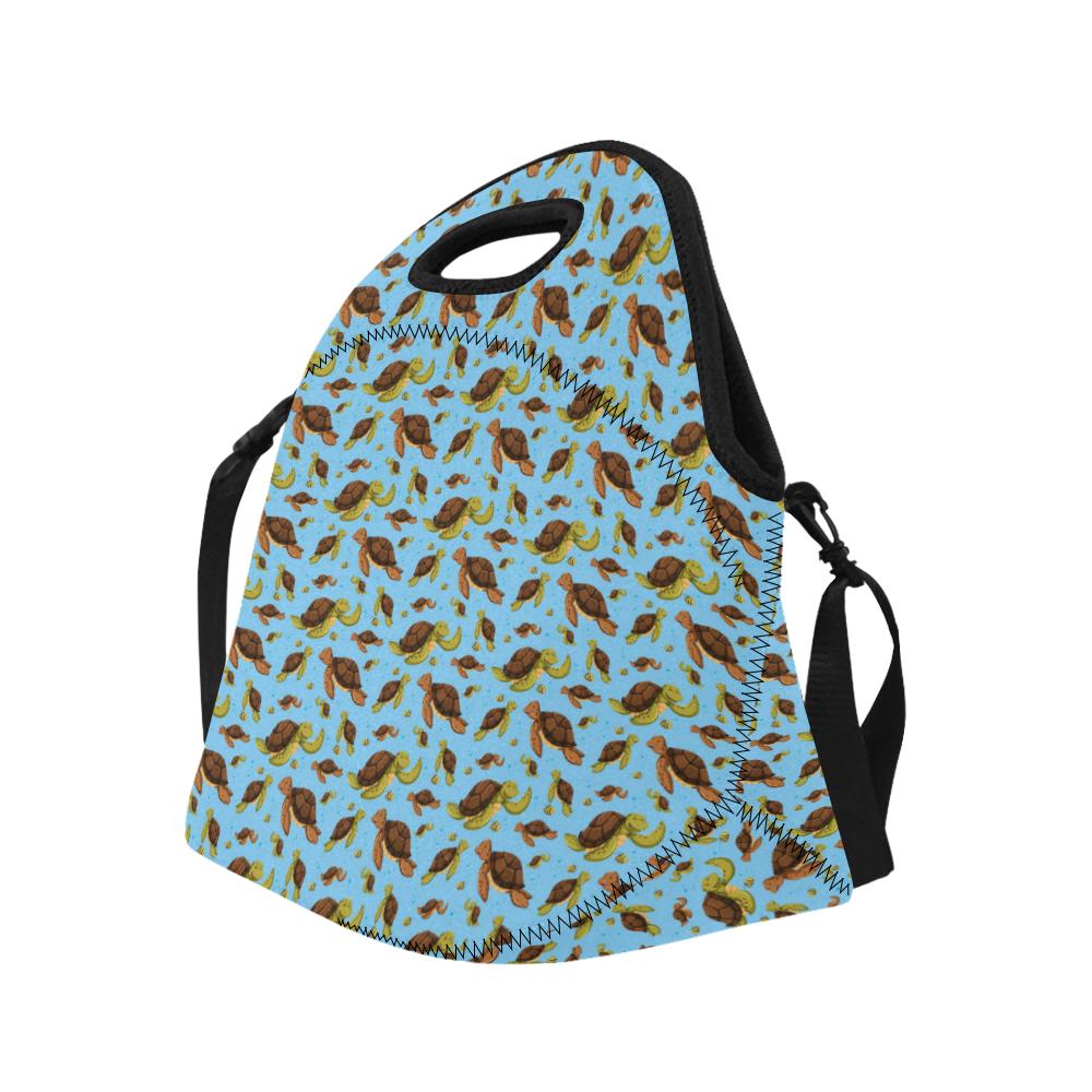Hello Sea Turtle Print Pattern Neoprene Lunch Bag (Model 1669)(Large)-JTAMIGO.COM
