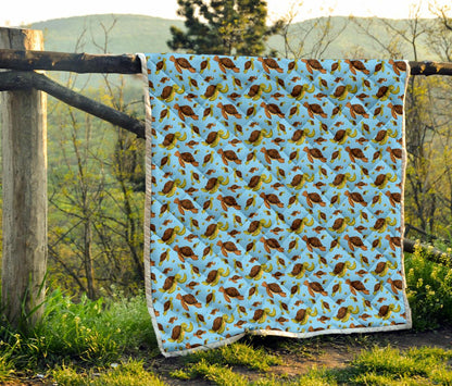 Hello Sea Turtle Print Pattern Premium Quilt-JTAMIGO.COM