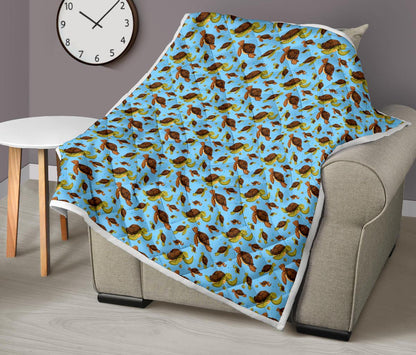 Hello Sea Turtle Print Pattern Premium Quilt-JTAMIGO.COM