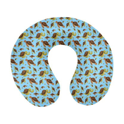 Hello Sea Turtle Print Pattern U-Shaped Travel Neck Pillow-JTAMIGO.COM