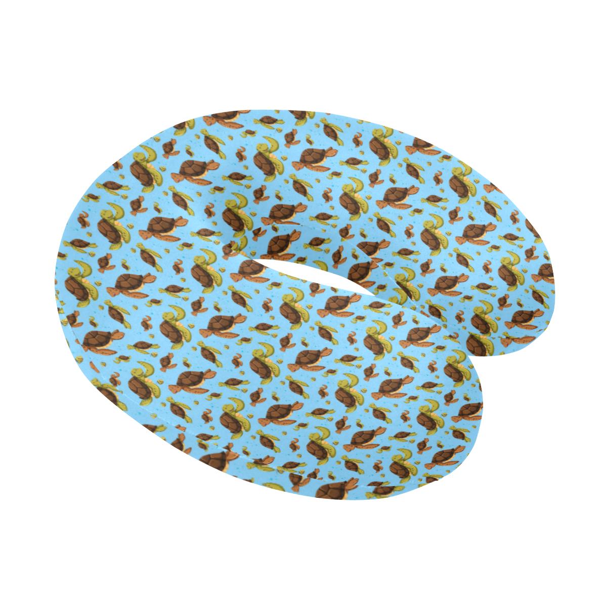 Hello Sea Turtle Print Pattern U-Shaped Travel Neck Pillow-JTAMIGO.COM