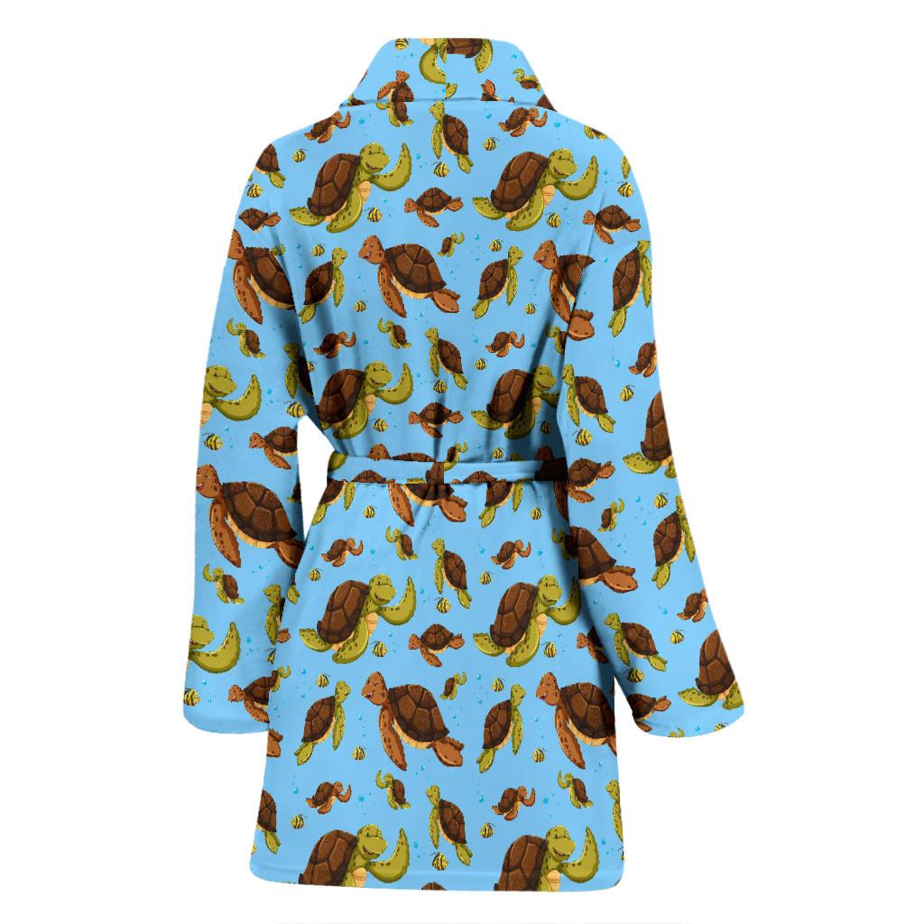 Hello Sea Turtle Print Pattern Women Bath Robe-JTAMIGO.COM