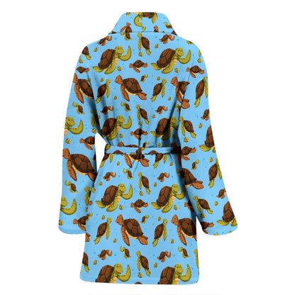 Hello Sea Turtle Print Pattern Women Bath Robe-JTAMIGO.COM