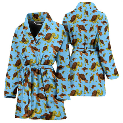 Hello Sea Turtle Print Pattern Women Bath Robe-JTAMIGO.COM