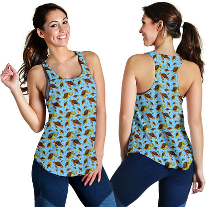 Hello Sea Turtle Print Pattern Women Racerback Tank Top