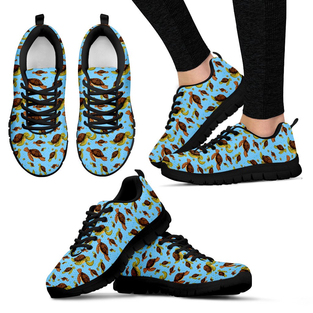 Hello Sea Turtle Print Pattern Women Sneakers Shoes