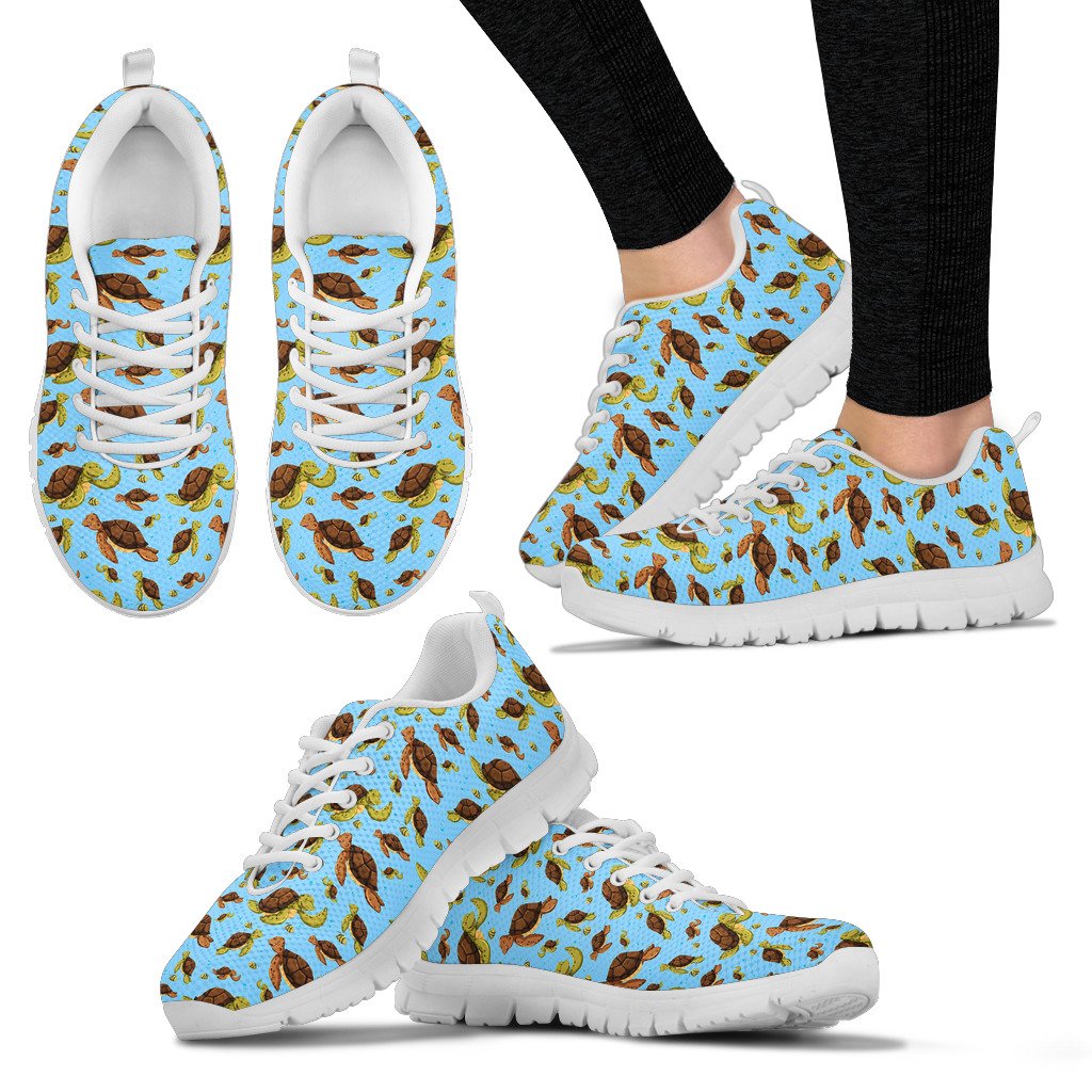 Hello Sea Turtle Print Pattern Women Sneakers Shoes
