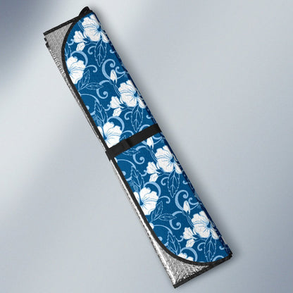 Hibiscus Blue Flower Hawaiian Print Car Sun Shade For Windshield