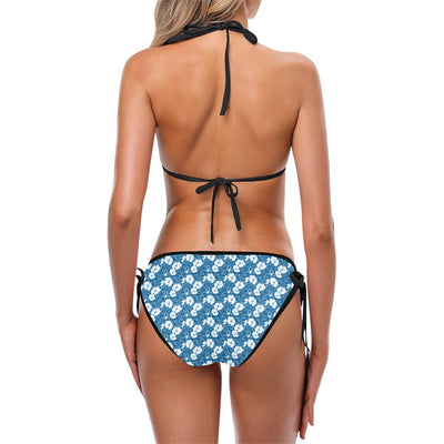 Hibiscus Blue Flower Hawaiian Print Custom Bikini Swimsuit (Model S01)-JTAMIGO.COM