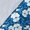 Hibiscus Blue Flower Hawaiian Print Fleece Blanket