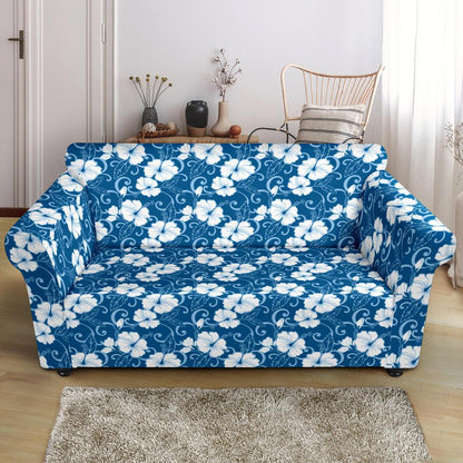Hibiscus Blue Flower Hawaiian Print Loveseat Slipcover-JTAMIGO.COM