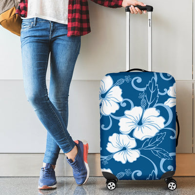 Hibiscus Blue Flower Hawaiian Print Luggage Cover Protector