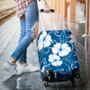 Hibiscus Blue Flower Hawaiian Print Luggage Cover Protector