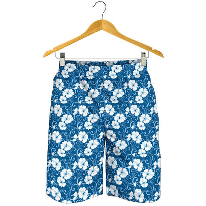 Hibiscus Blue Flower Hawaiian Print Mens Shorts-JTAMIGO.COM