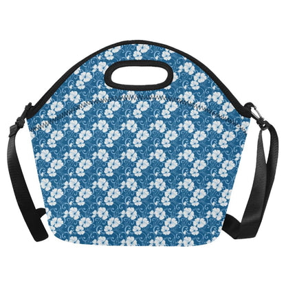 Hibiscus Blue Flower Hawaiian Print Neoprene Lunch Bag (Model 1669)(Large)-JTAMIGO.COM