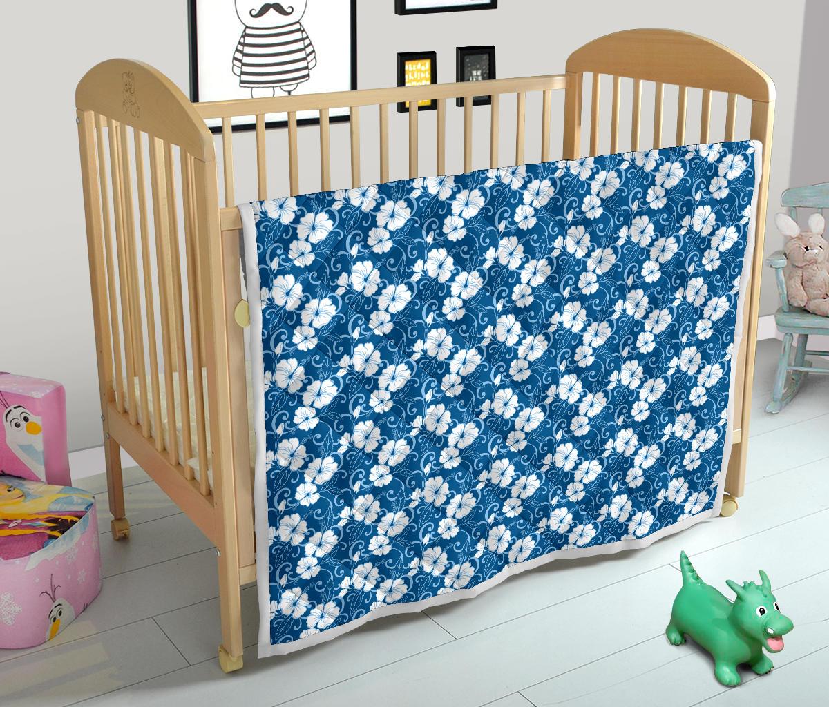 Hibiscus Blue Flower Hawaiian Print Premium Quilt-JTAMIGO.COM