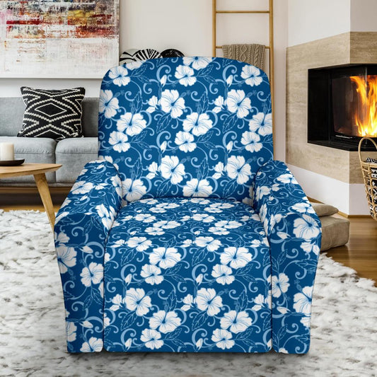 Hibiscus Blue Flower Hawaiian Print Single Sofa Slipcover -JTAMIGO.COM