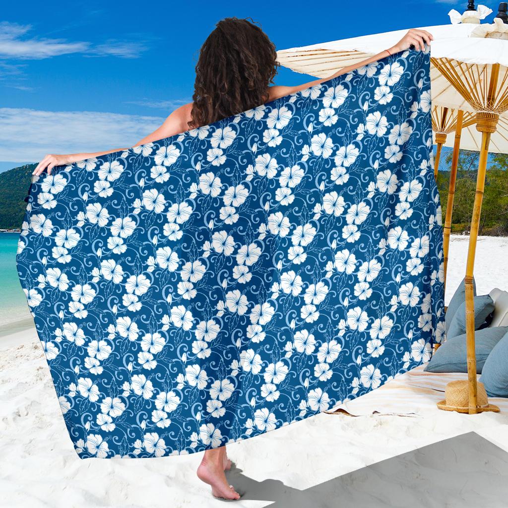 Hibiscus Blue Flower Hawaiian Print Sarong Pareo Wrap