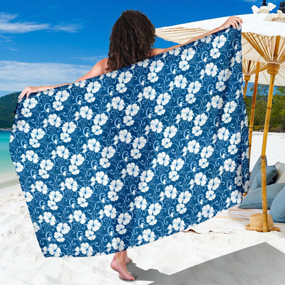 Hibiscus Blue Flower Hawaiian Print Sarong Pareo Wrap