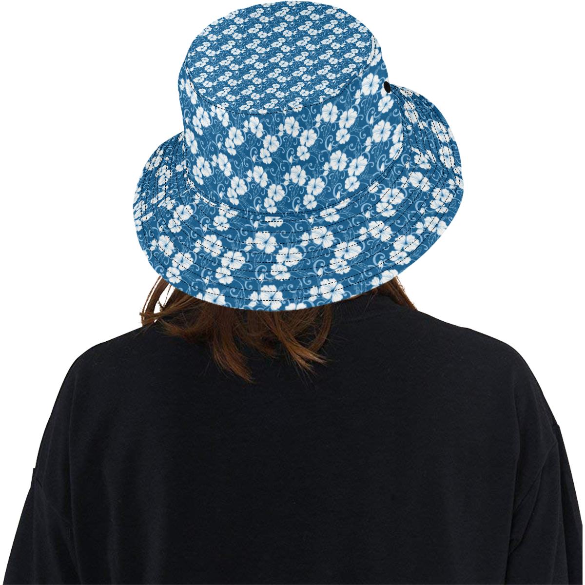 Hibiscus Blue Flower Hawaiian Print Unisex Bucket Hat
