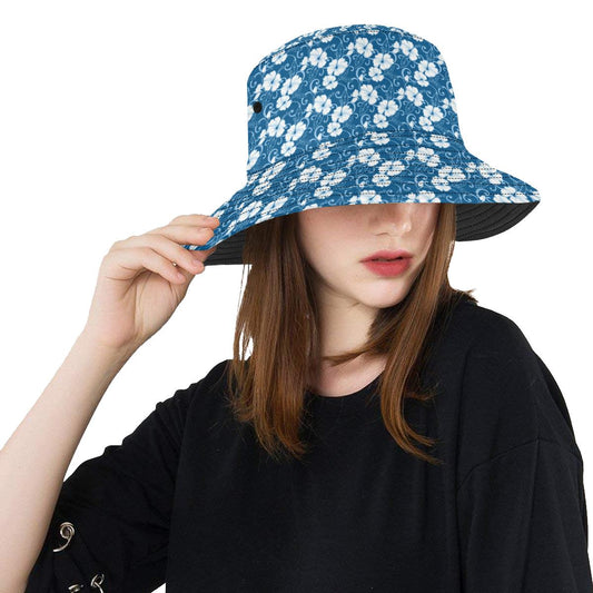 Hibiscus Blue Flower Hawaiian Print Unisex Bucket Hat