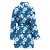 Hibiscus Blue Flower Hawaiian Print Women Bath Robe-JTAMIGO.COM