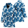 Hibiscus Blue Flower Hawaiian Print Women Bath Robe-JTAMIGO.COM