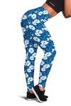 Hibiscus Blue Flower Hawaiian Print Women Leggings