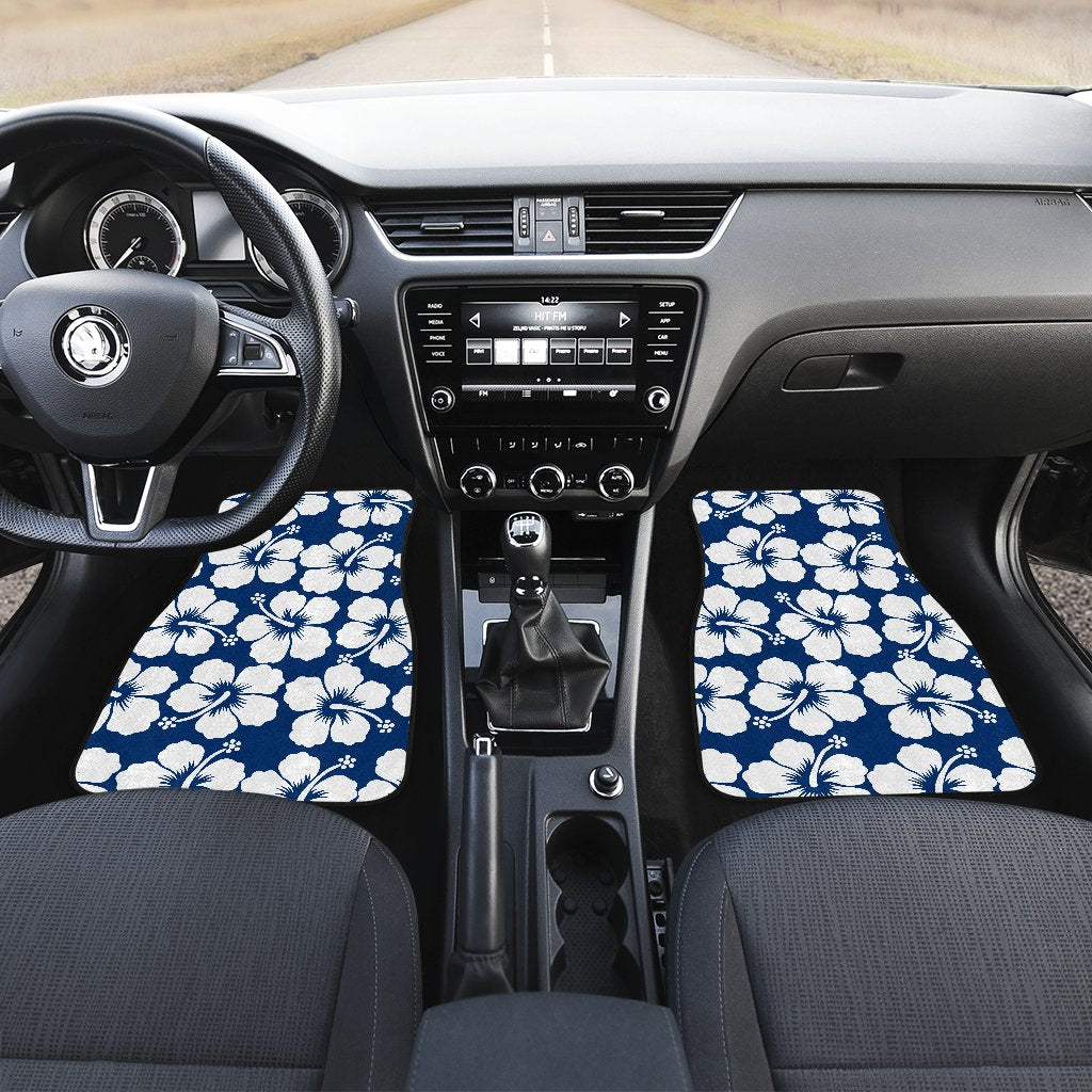 Hibiscus Blue Hawaiian Flower Pattern Car Floor Mats
