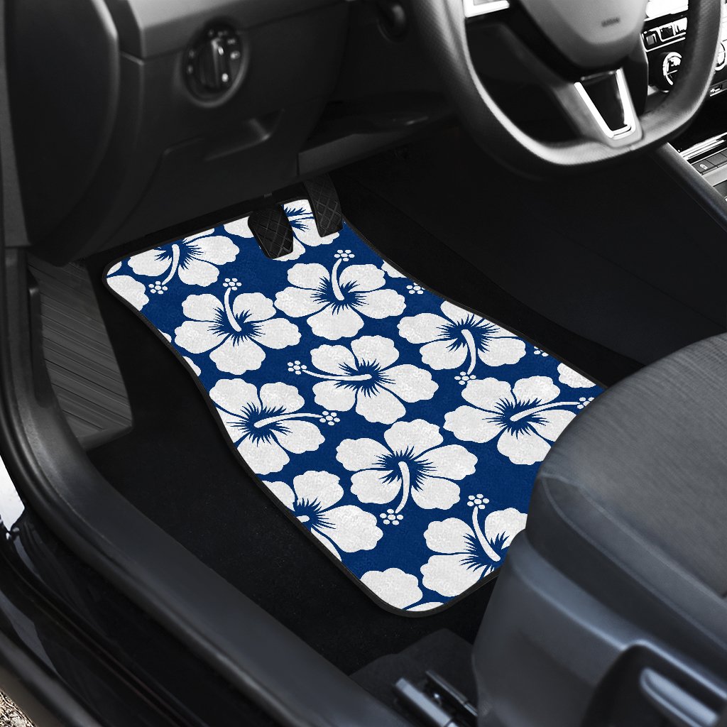 Hibiscus Blue Hawaiian Flower Pattern Car Floor Mats