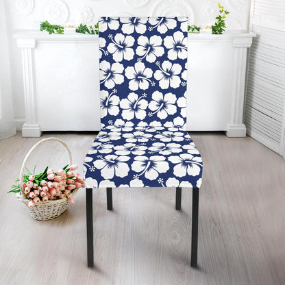 Hibiscus Blue Hawaiian Flower Pattern Dining Chair Slipcover-JTAMIGO.COM