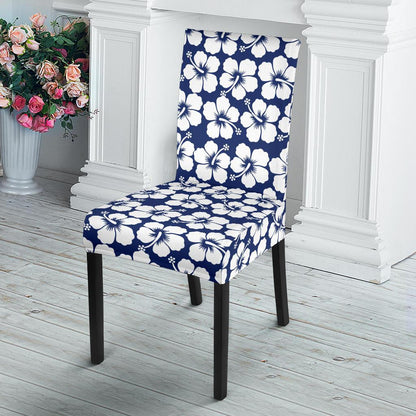 Hibiscus Blue Hawaiian Flower Pattern Dining Chair Slipcover-JTAMIGO.COM