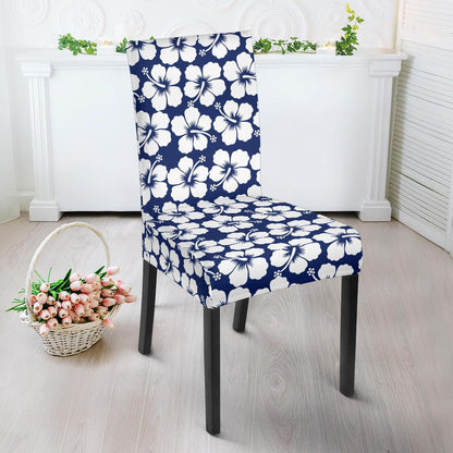 Hibiscus Blue Hawaiian Flower Pattern Dining Chair Slipcover-JTAMIGO.COM