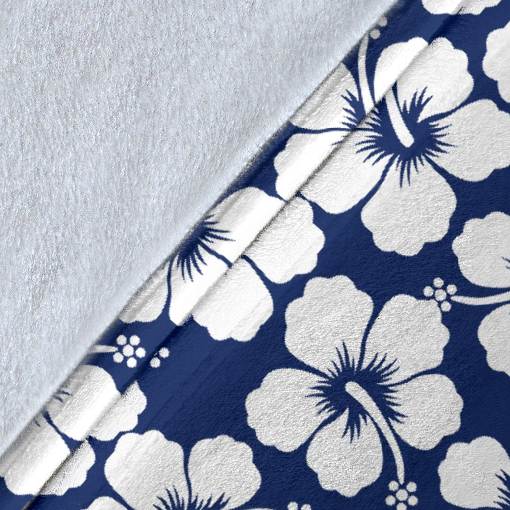 Hibiscus Blue Hawaiian Flower Pattern Fleece Blanket
